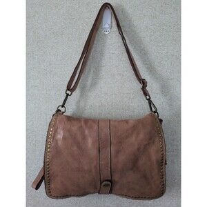 COSTANZA ROTA LEATHER DISTRESSED STUDDED SHOULDER BAG MADE IN ITALY